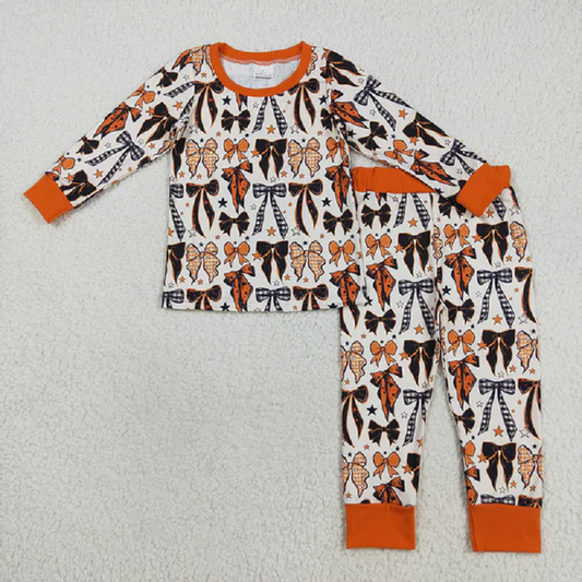 Sibling Baby Kids Orange Black Bows Stars Halloween Pajams Sets Zipper Footie Rompers D 816
