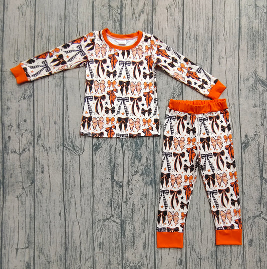 presale GLP2573 Baby Girls Long Sleeves Colorful Bows Stars Plaid Top Pant Pajamas Set  D 7.17