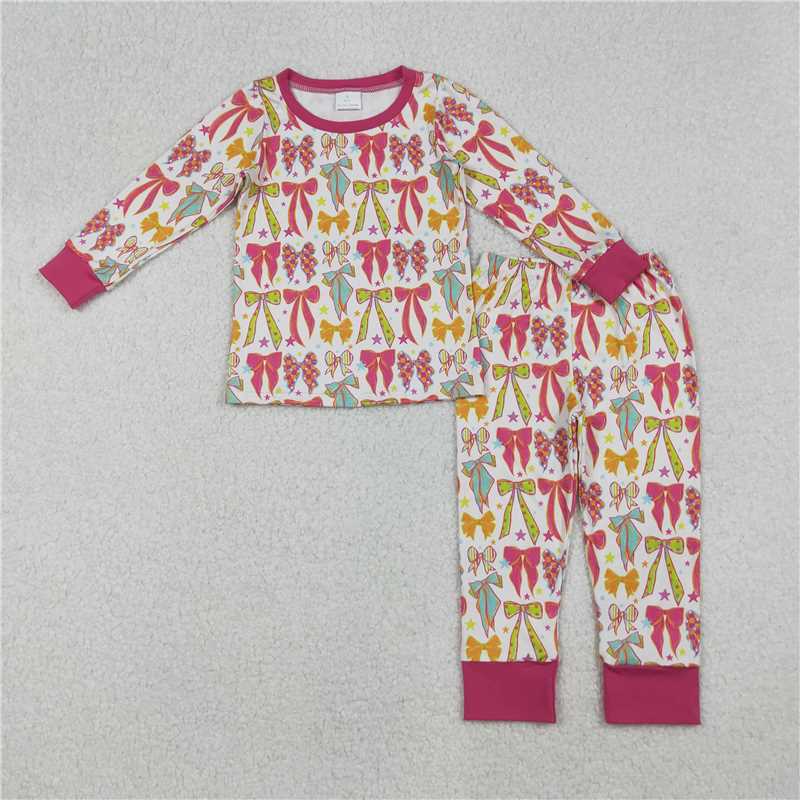 Sibling Baby Girls Colorful Bows Stars Pullovers Pants Pajamas Clothes Sets Rompers   D 920