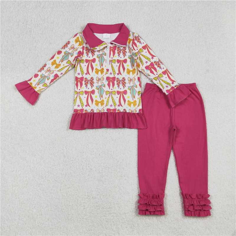 Sibling Baby Girls Colorful Bows Stars Pullovers Pants Pajamas Clothes Sets Rompers   D 920