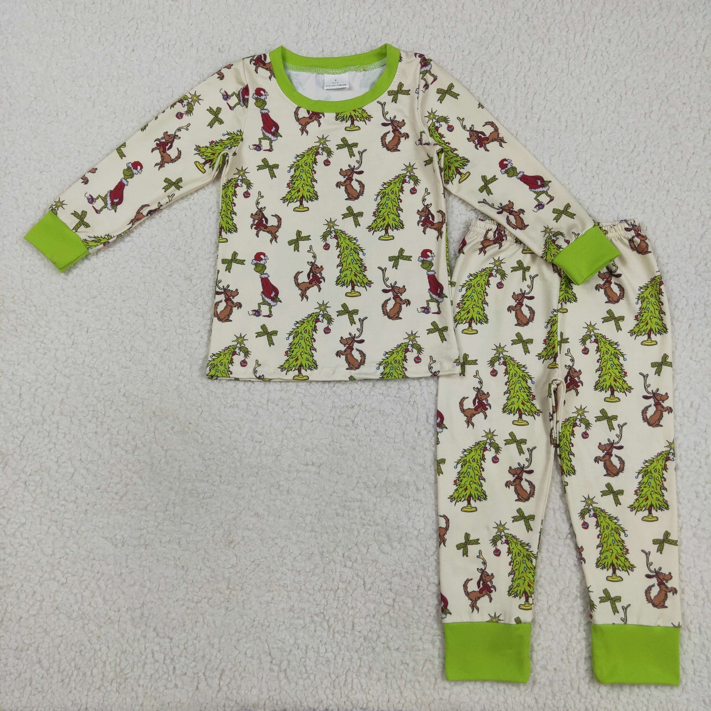 GLP2627 Baby Boys Long Sleeves Christmas Trees Dogs Top Pant Pajamas Set