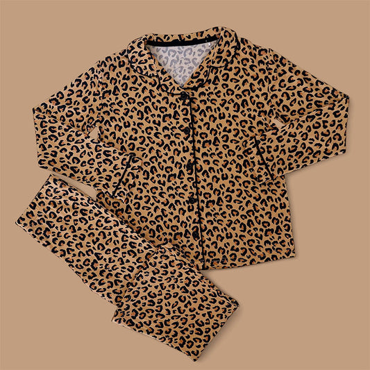 presale GLP2637 Baby Girls Long Sleeves Leopard Button Top Pant Pajamas Set D 7.19