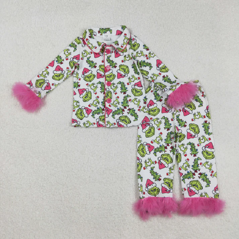 Family Christmas Green Face Hearts Pajamas Holiday Wear D 901