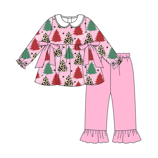 presale GLP2653  Baby Girls Christmas Trees Stars Tunic Ruffle Pant Set D 7.22