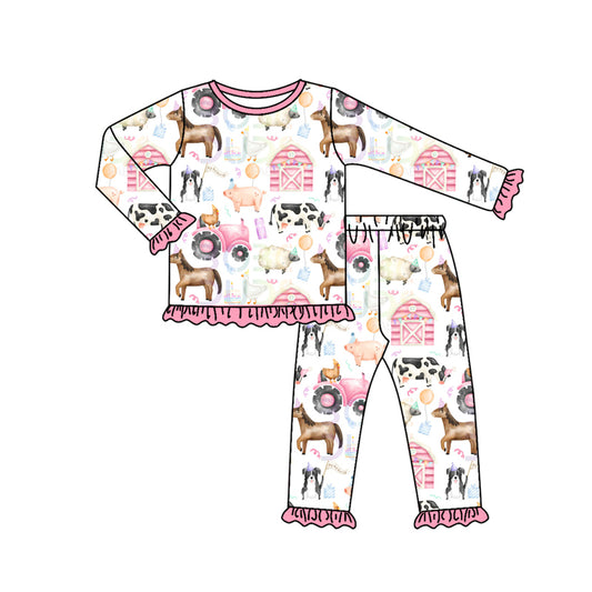 presale GLP2655 Baby Girls House Pigs Top Ruffle Pant Farm Pajamas Set D 7.22