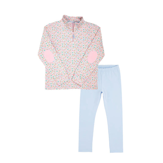 presale GLP2665 Baby Girls Floral Zipper Pullover Blue Legging Pants Set D 7.29