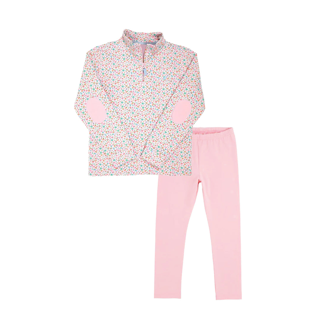 presale GLP2666 Baby Girls Floral Zipper Pullover Pink Legging Pants Set  D 7.29