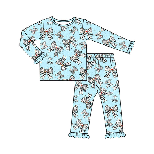 presale GLP2679 Baby Girls Snowmen Bows Plaid Top Ruffle Pant Christmas Set D 8.5