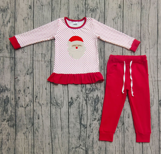presale GLP2708 Baby Girls Red Polka Dots Santa Top Pockets Legging Pant Christmas Set D 910