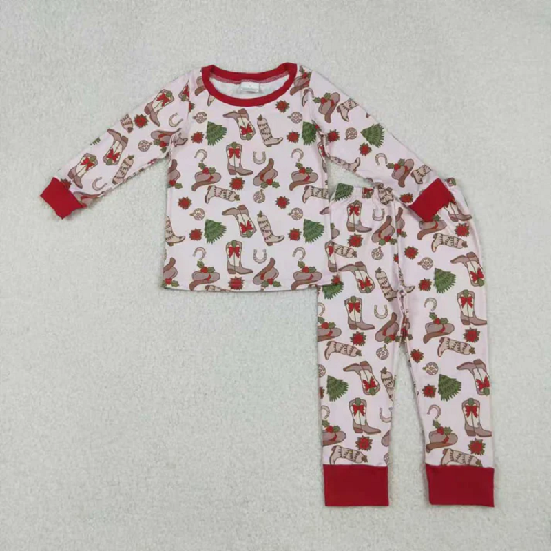 Sibling Baby Girls Boots Holly Trees Christmas Knee Length Dress Zipper Rompers Pajamas Sets  D 919