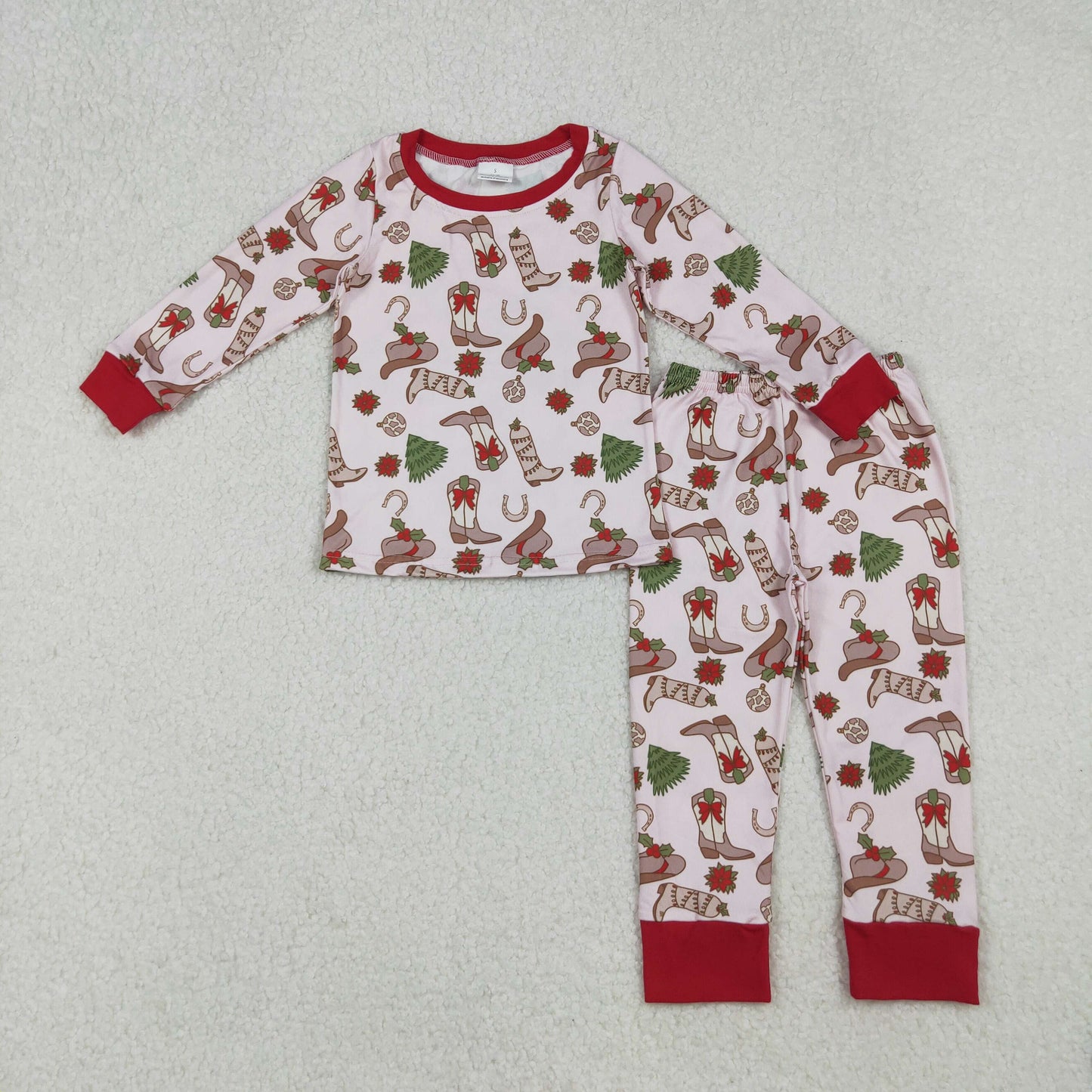 GLP2729 Baby Girls Boots Holly Top Pant Christmas Pajamas Set