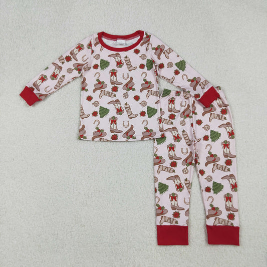 GLP2729 Baby Girls Boots Holly Top Pant Christmas Pajamas Set  D 905
