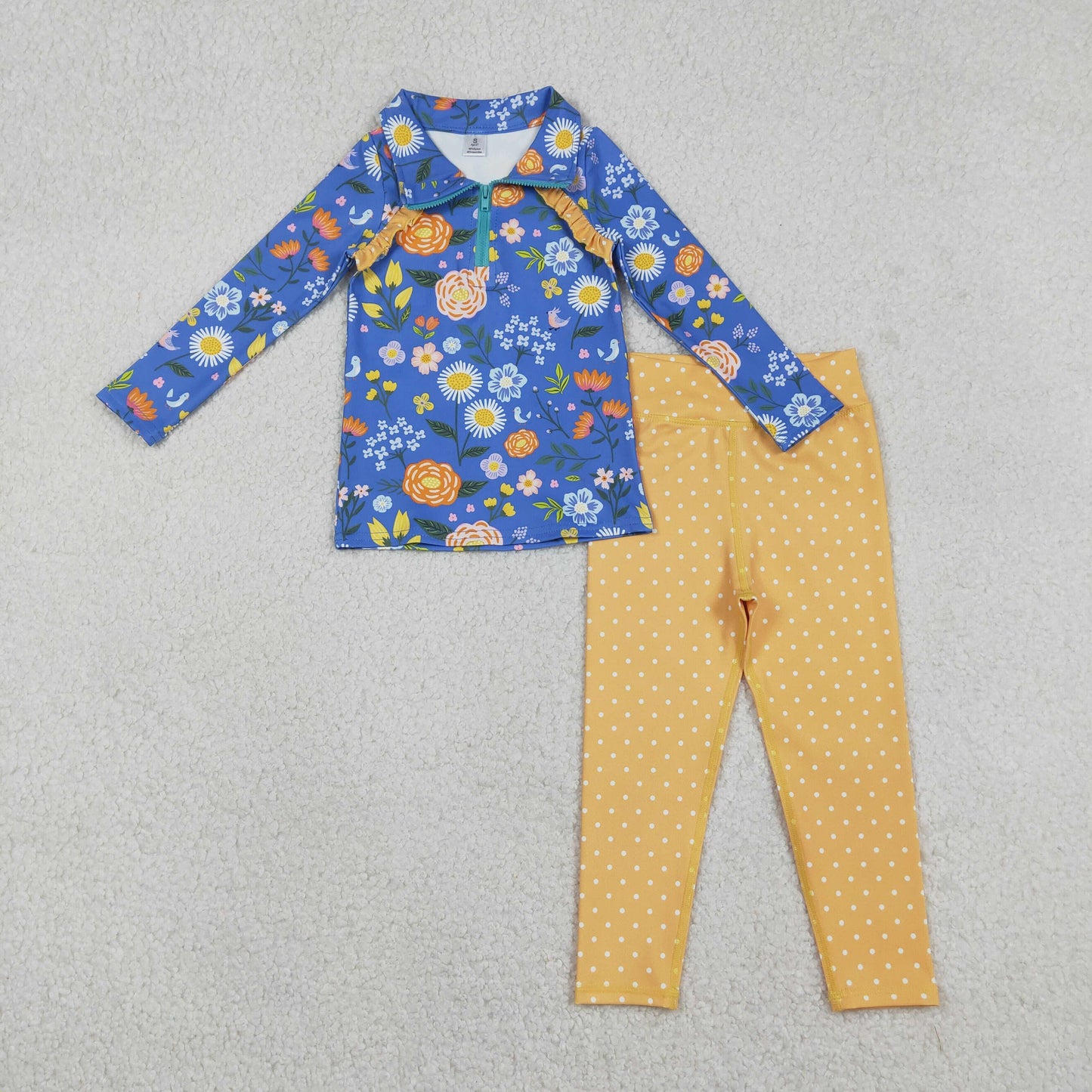 Baby Girls Colorful Flowers Zipper Pullover Leggings Set Active Yoga Clothes Outfit for Kids