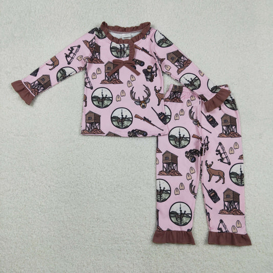 GLP2741  Baby Girls Deer Hunting Top Pant Western Pajamas Set   D 1202