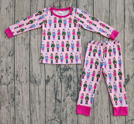 presale GLP2747 Baby Girls Colorful Soldiers Plaid Top Pant Pajamas Set D 904