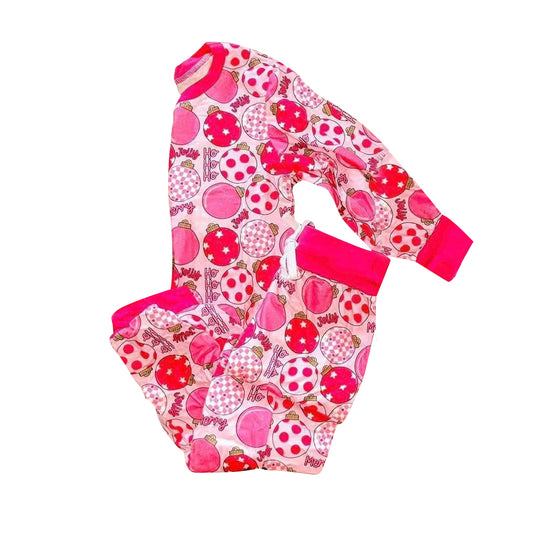 presale GLP2755  Baby Girls Pink Lights Plaid Top Pant Christmas Pajamas Set D 902