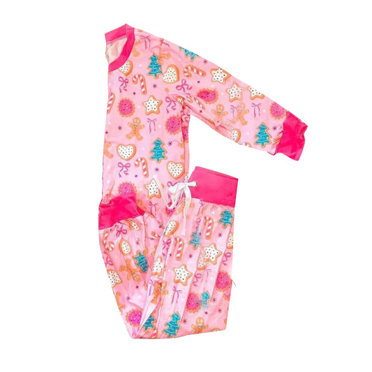 presale GLP2756 Baby Girls Pink Candy Cane Gingerbread Top Pant Christmas Pajamas Set  D 902