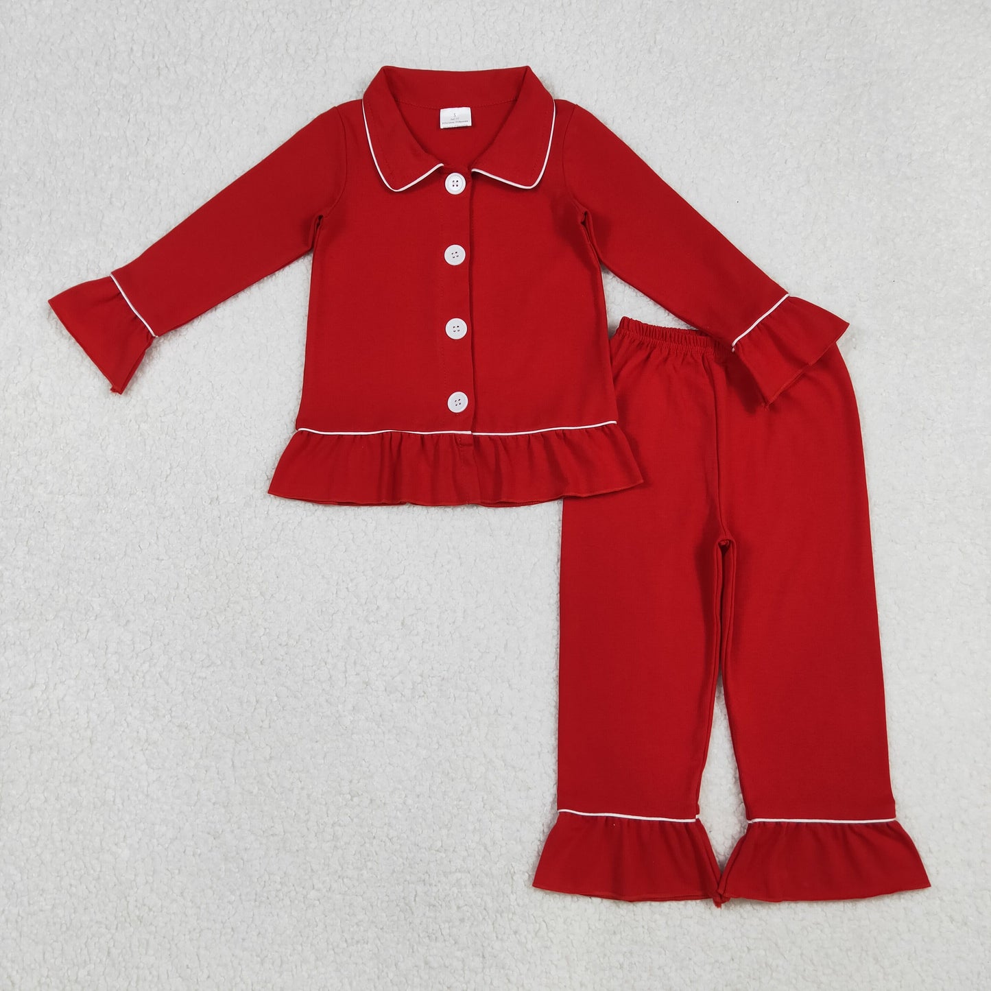 GLP2789  Baby girls red color cotton Christmas pajamas pants clothes sets
