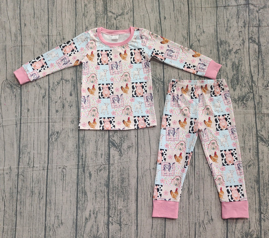 presale GLP2805 Baby Girls Pigs Chicks Top Pants Farm Pajamas Sets  D 1204