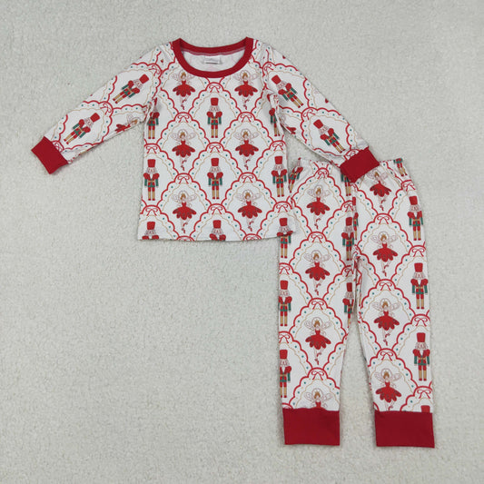GLP2808 Baby Girls Red Bows Soldiers Plaid Top Pant Christmas Pajamas Sets D 918