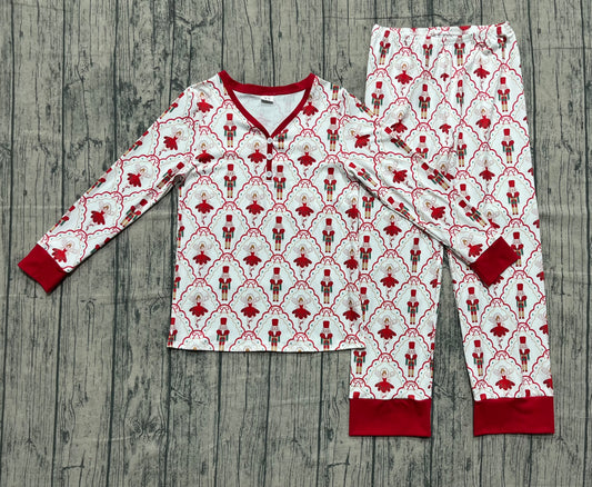 presale GLP2816 Adult Women Red Bows Soldiers Plaid Top Pant Christmas Pajamas Sets   D 917