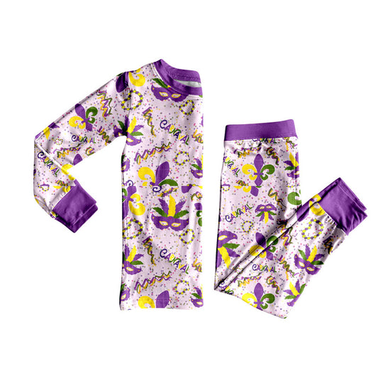 presale GLP2824 Baby Girls Mardi Gras Masks Anchors Pajamas Sets D 909