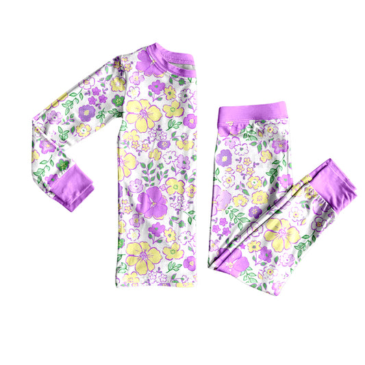 presale GLP2846 Baby Girls Mardi Gras Floral Top Pants Pajamas Sets D 913