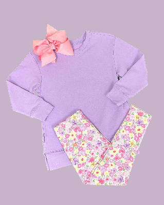 presale GLP2874  Baby Girls Lavender Shirts Top Floral Leggings Clothes Sets D 915