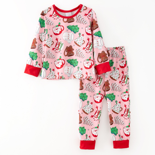 presale GLP2879 Baby Girls Santa Trees Top Bell Bottom Pants Christmas Clothes Sets  D 915