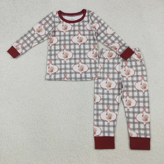 Sibling Baby Girls Turkey Checked Pants Thanksgiving Pajamas Sets Zipper Footie Rompers D 1018