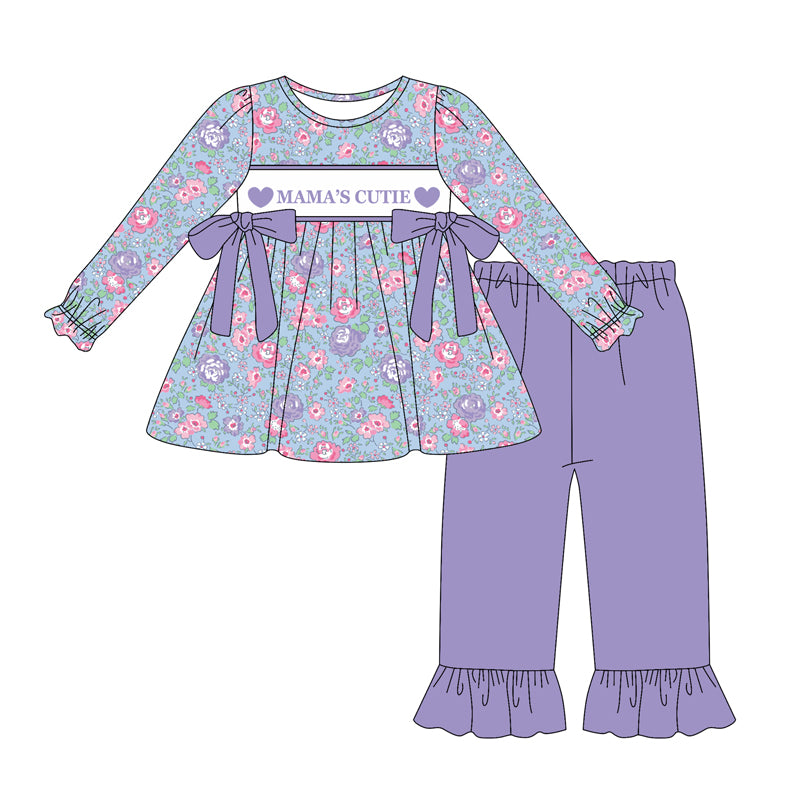 presale GLP2902  Baby Girls Mamas Cutie Flowers Bows Tunic Ruffle Pants Clothes Sets  D 923