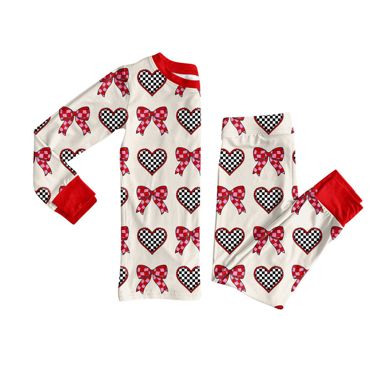 presale GLP2903  Baby Girls Bows Hearts Top Pants Valentine Pajamas Sets  D 923