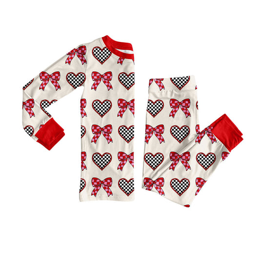 presale GLP2903 Baby Girls Bows Hearts Top Pants Valentine Pajamas Sets D 923