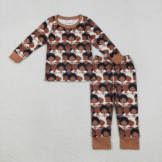 GLP2948 Baby Black Girls Plaid Top Pants Pajamas Sets   D 1206