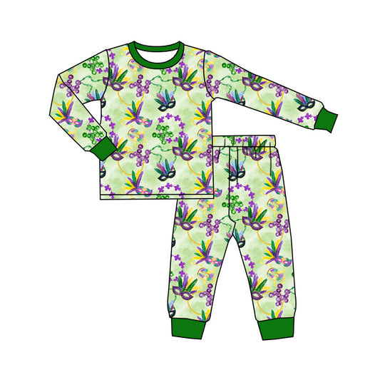 presale GLP2987 Baby Girls Mardigras Anchor Masks Top Pant Pajamas Sets  D 1009