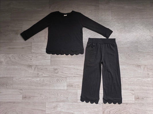 Pre order cotton solid scallop pants set