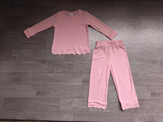 Pre order cotton solid scallop pants set