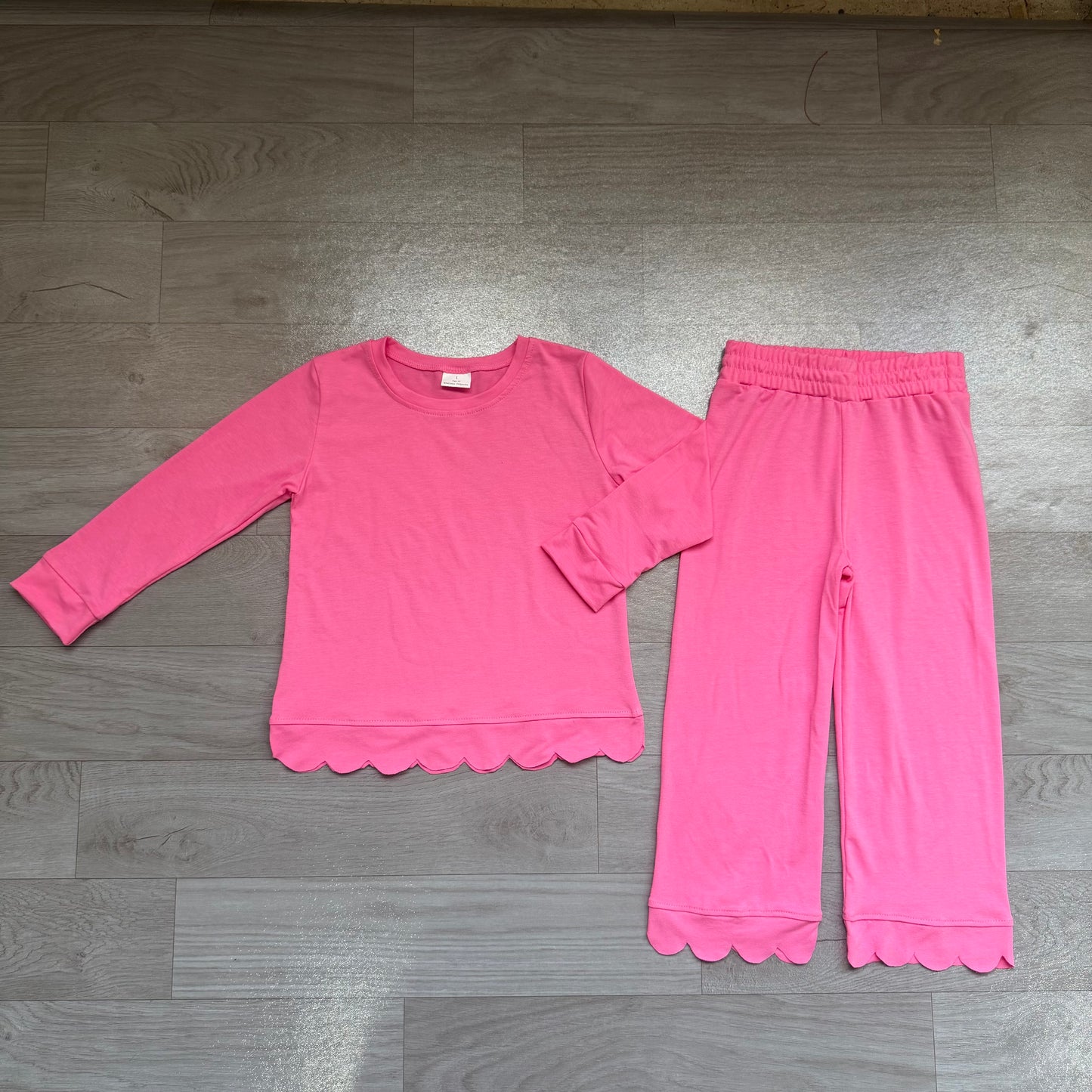 Pre order Hcotton solid scallop pants set