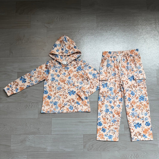 Pre order long sleeve fall flower hooded outfit