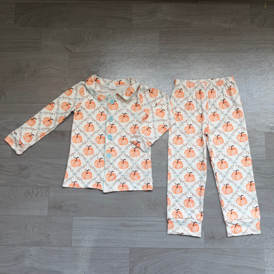 Pre order two pieces button down pumpkin pajamas
