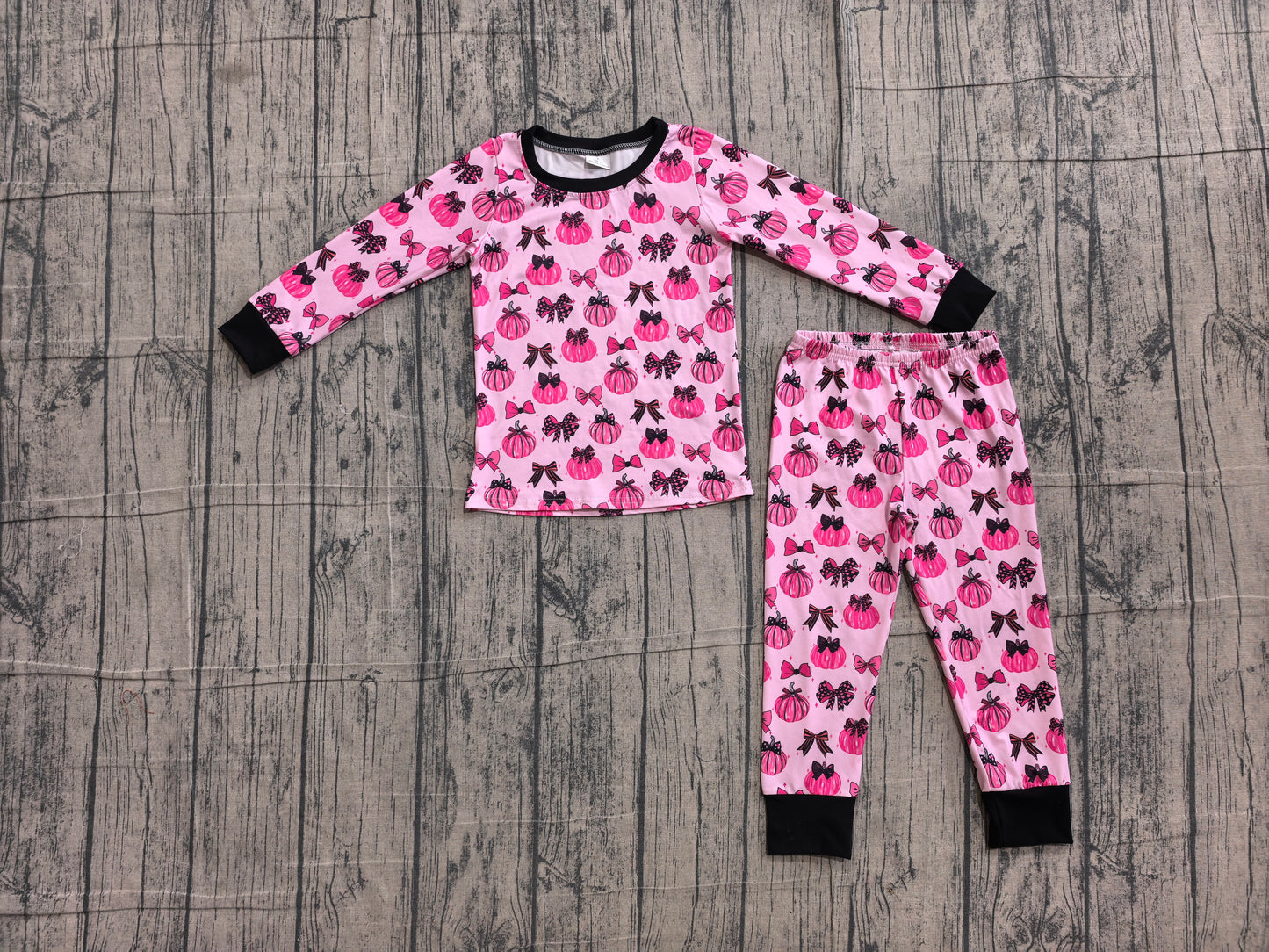 Pre order fall pink pumpkin pajama set