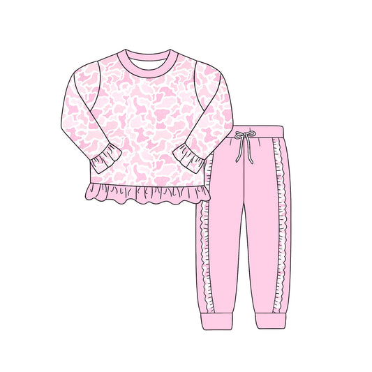 Pre order girl pink leopard jogger outfit