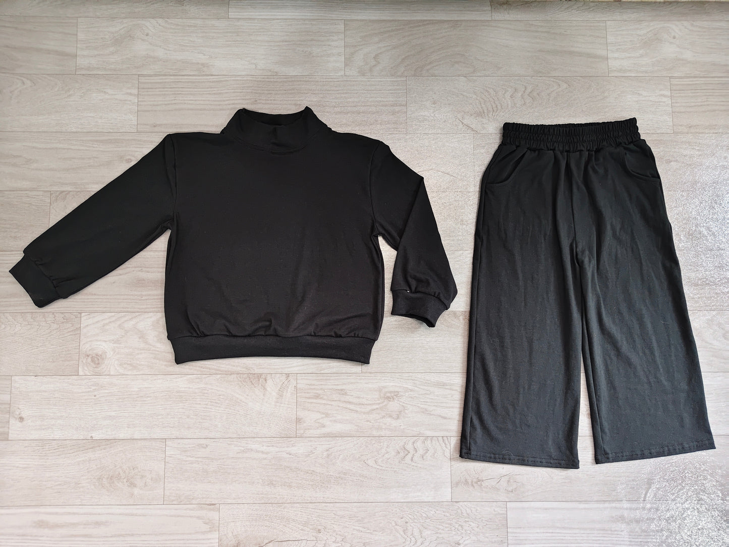 Pre order black cotton long sleeve pants outfits