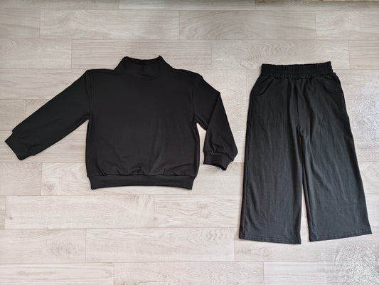 Pre order black cotton long sleeve pants outfits