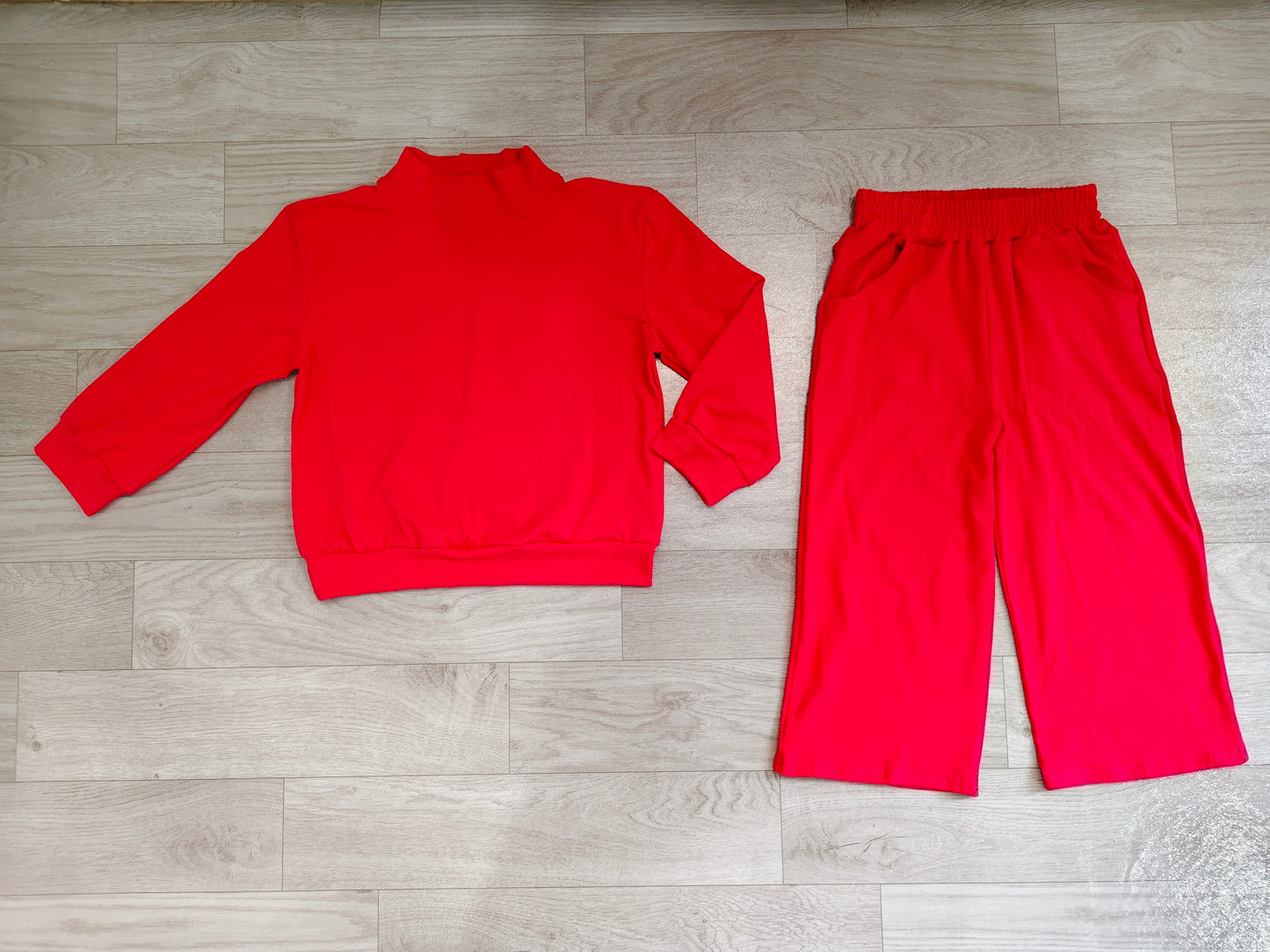 Pre order red cotton long sleeve pants outfits