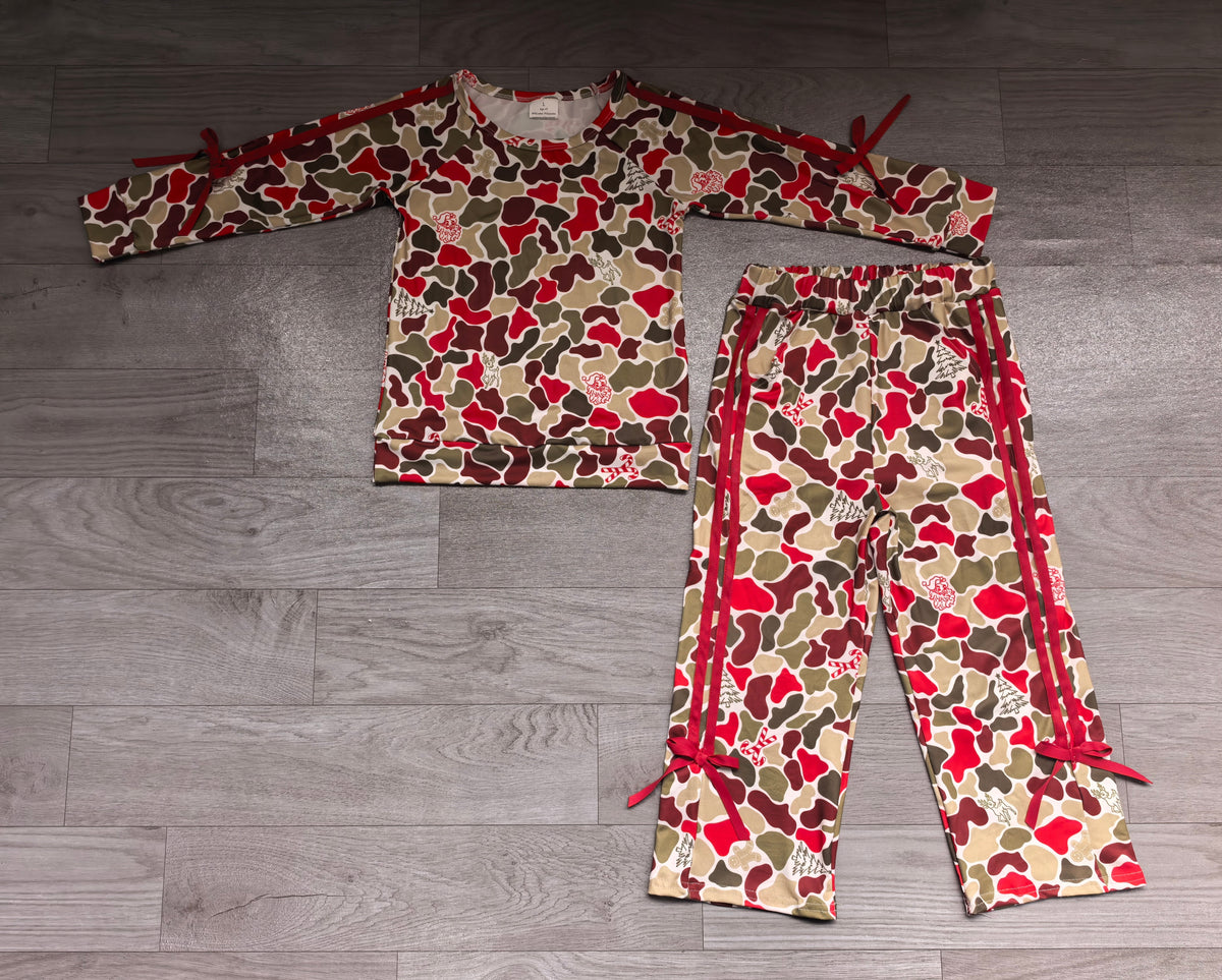 Pre order Christmas camo shirt and pants outfit for girl