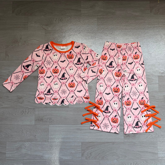 Pre order Halloween spooky scallop pants set