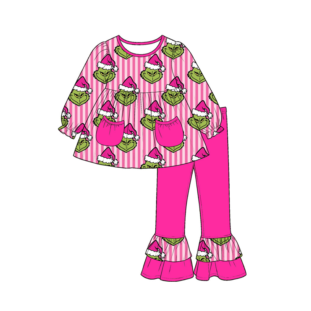 Pre order Christmas baby girl Character green face outfit