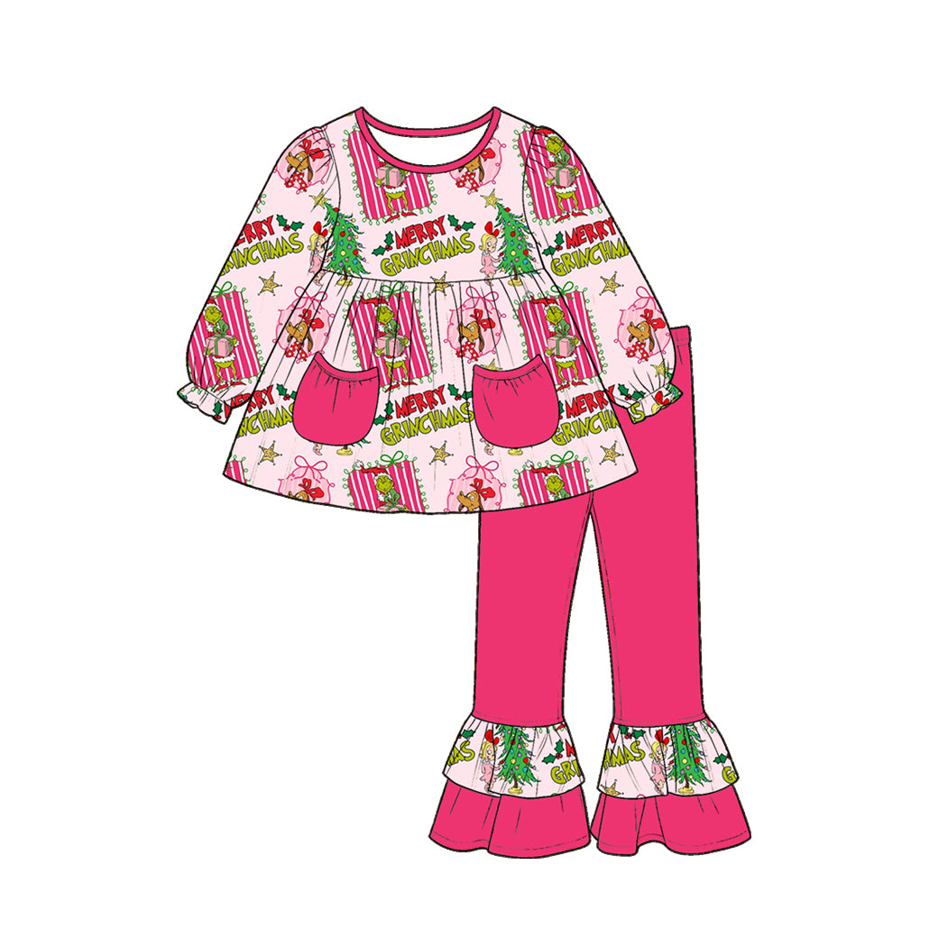 Pre order Christmas baby girl Character green face outfit