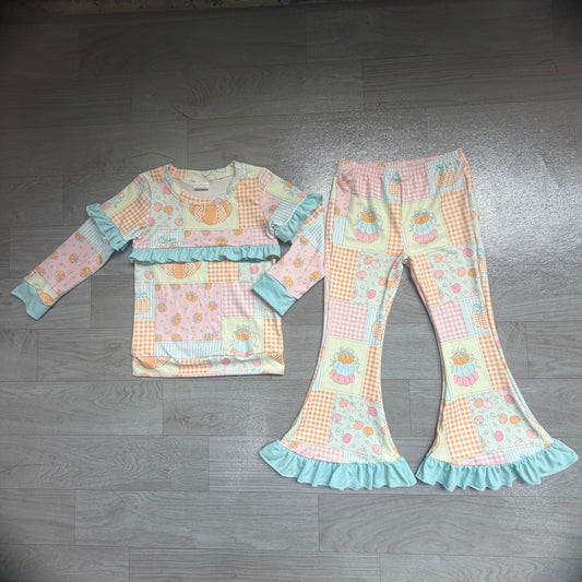 Pre order pumpkin patchwork shirt pants set